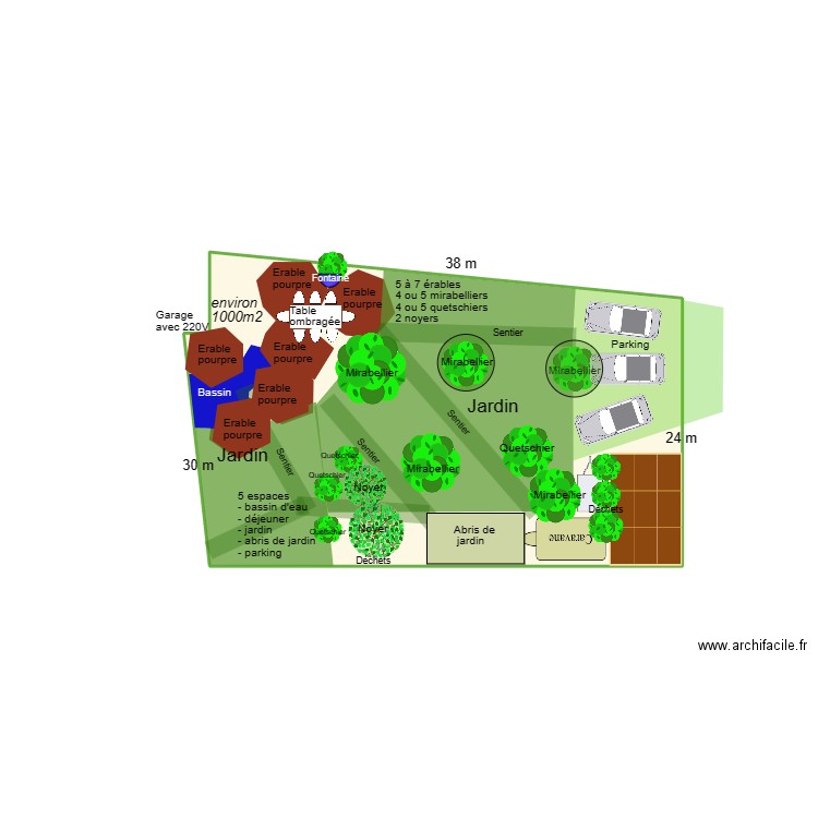 Aménagement jardin 17. Plan de 1 pièce et 16 m2