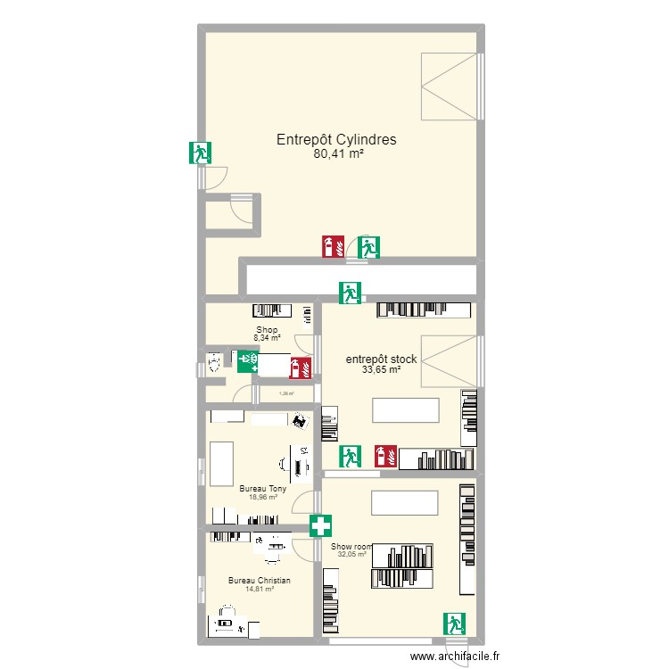 magasin mars 2023. Plan de 7 pièces et 190 m2