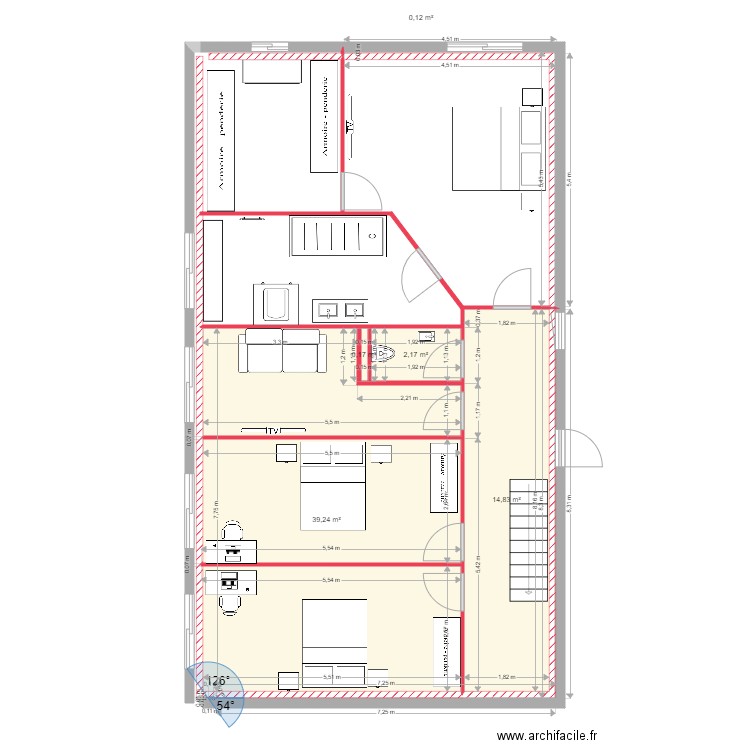 gayet dormeuil 3. Plan de 7 pièces et 57 m2