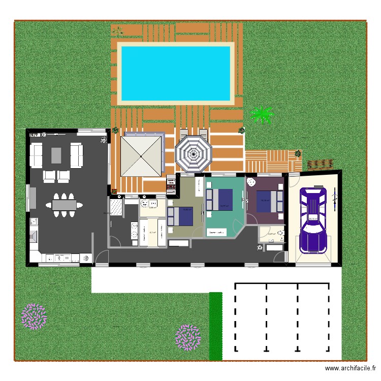 plan maison individuel. Plan de 8 pièces et 151 m2