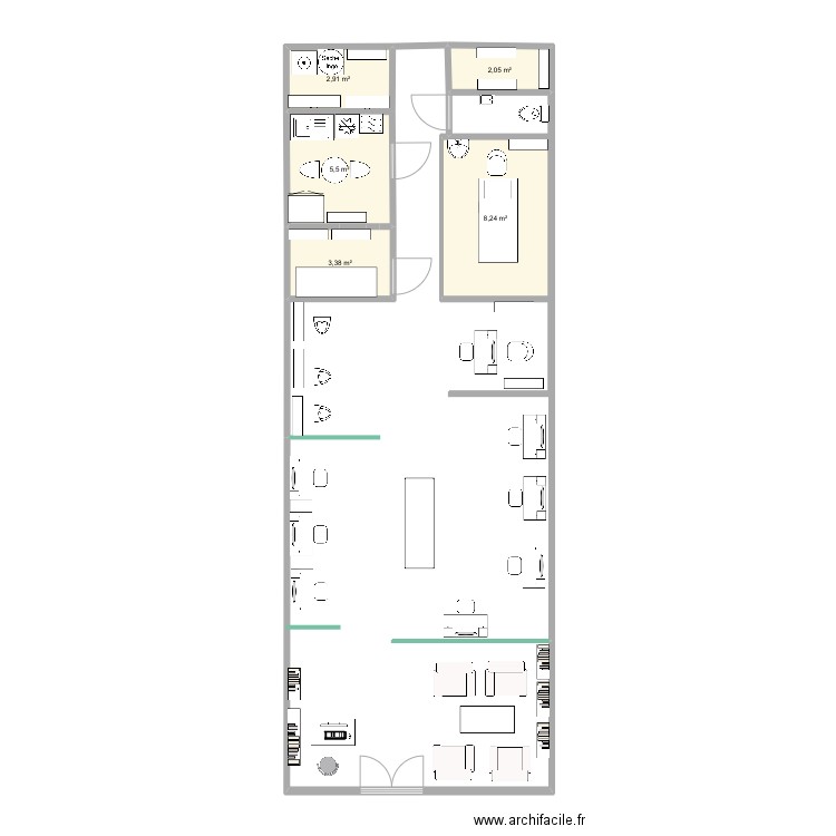 Salon coiffure. Plan de 0 pièce et 0 m2