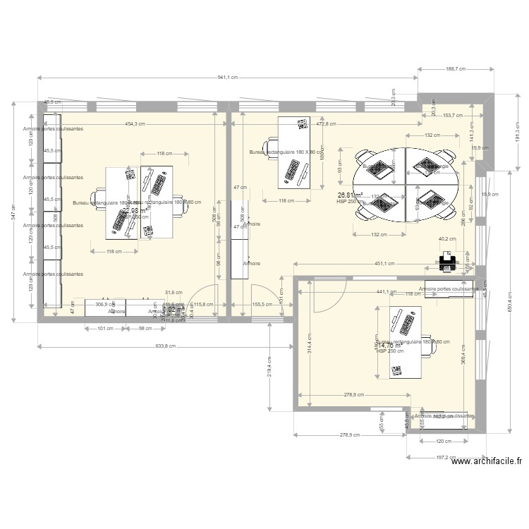 rez wavre. Plan de 4 pièces et 65 m2