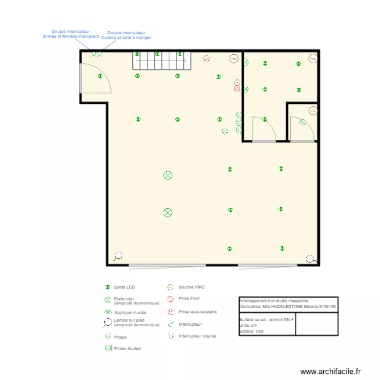 Apt mezzanine plen &eacute;lectrique . Plan de 