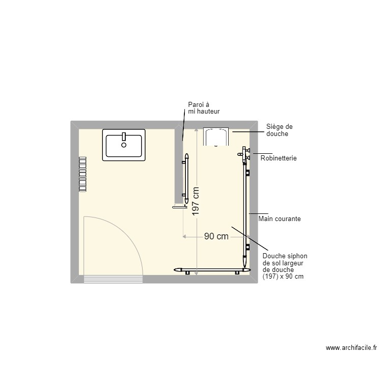 Handotel SDB projet. Plan de 0 pièce et 0 m2