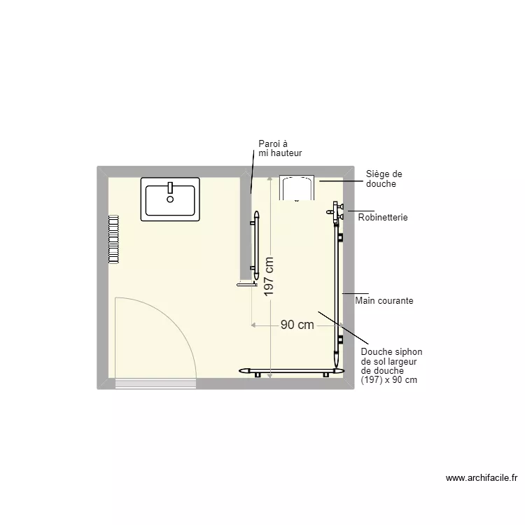 Handotel SDB projet. Plan de 