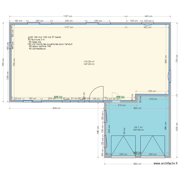 comptage materiaux. Plan de 0 pièce et 0 m2