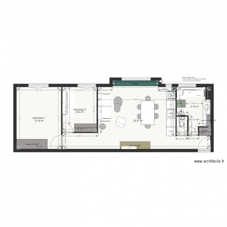 Plan projet 2 appartement Génis. Plan de 0 pièce et 0 m2