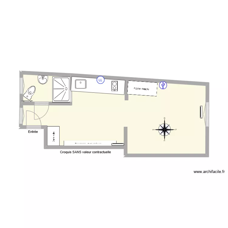 16 Paradis. Plan de 2  et 28 m²