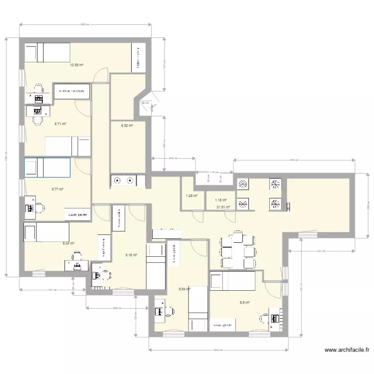 Plan Evry 5 VF2 avec Meubles. Plan de 