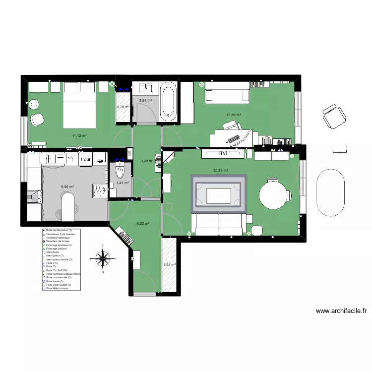 Appart_Meublé. Plan de 13 et 73 m² Appart_Meublé. Plan de 13 et 73 m²