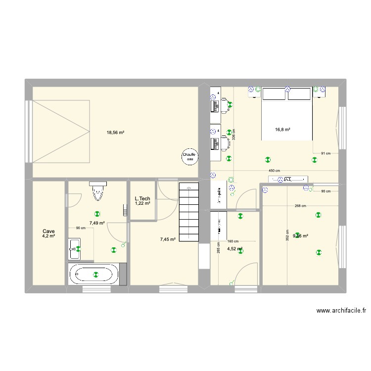 sous sol Athis Mons . Plan de 8 pièces et 70 m2