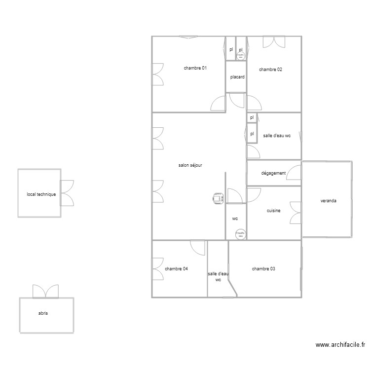 bojko am. Plan de 16 pièces et 128 m2