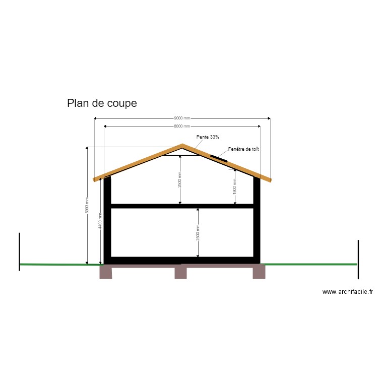 plan de coupe t5 comble. Plan de 0 pièce et 0 m2