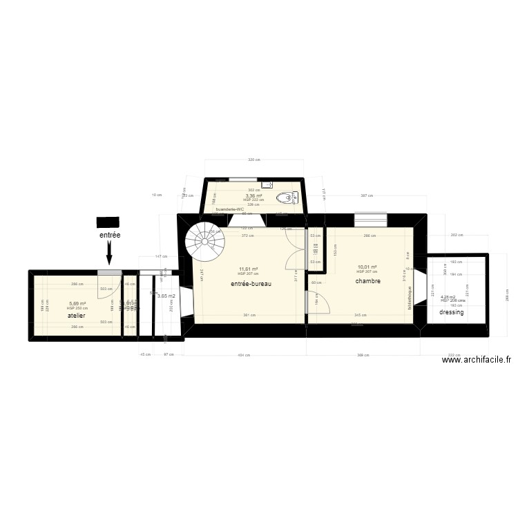 pavillon  rch 240. Plan de 6 pièces et 32 m2