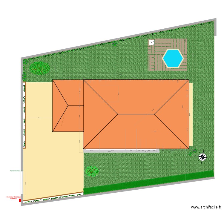 Maison Porcellone_Travaux Extérieurs. Plan de 11 pièces et 135 m2