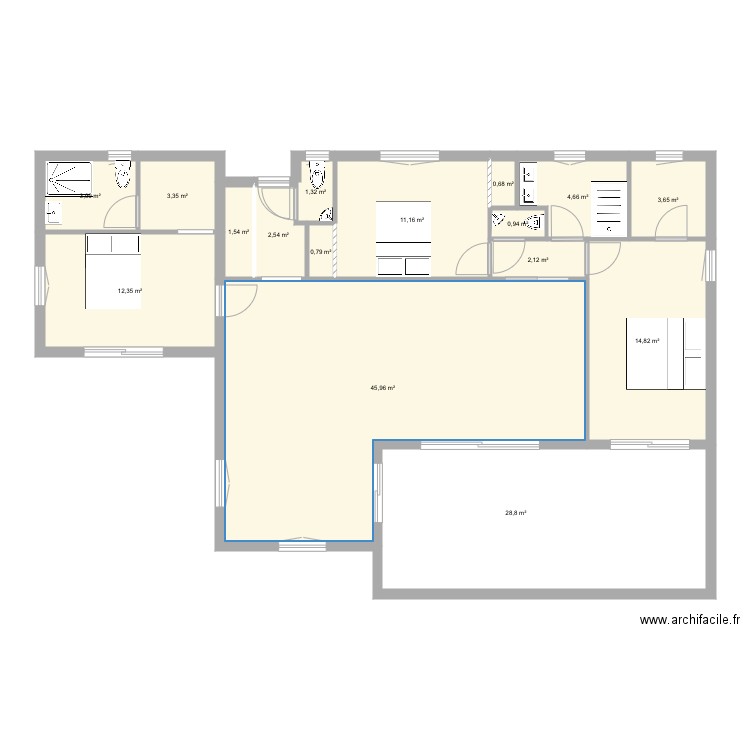 Maison idéale version 90 avec extension 20. Plan de 0 pièce et 0 m2