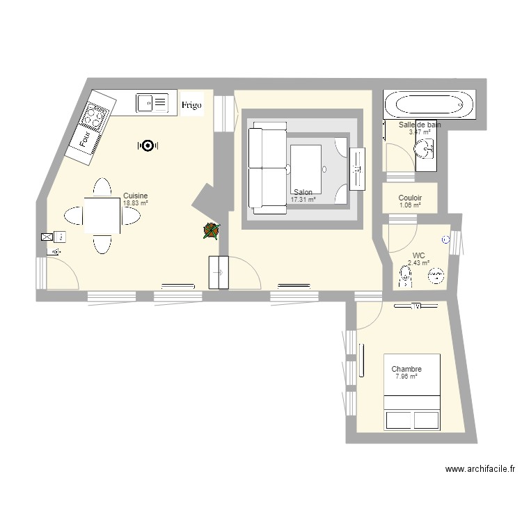 Appartement Henri IV. Plan de 0 pièce et 0 m2
