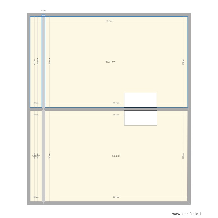 RDC GRIGNY2. Plan de 3 pièces et 126 m2