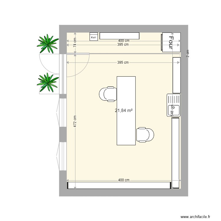 construction ATELIER . Plan de 1 pièce et 22 m2