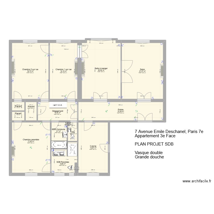 7 Emile Deschanel Projet validé. Plan de 16 pièces et 142 m2