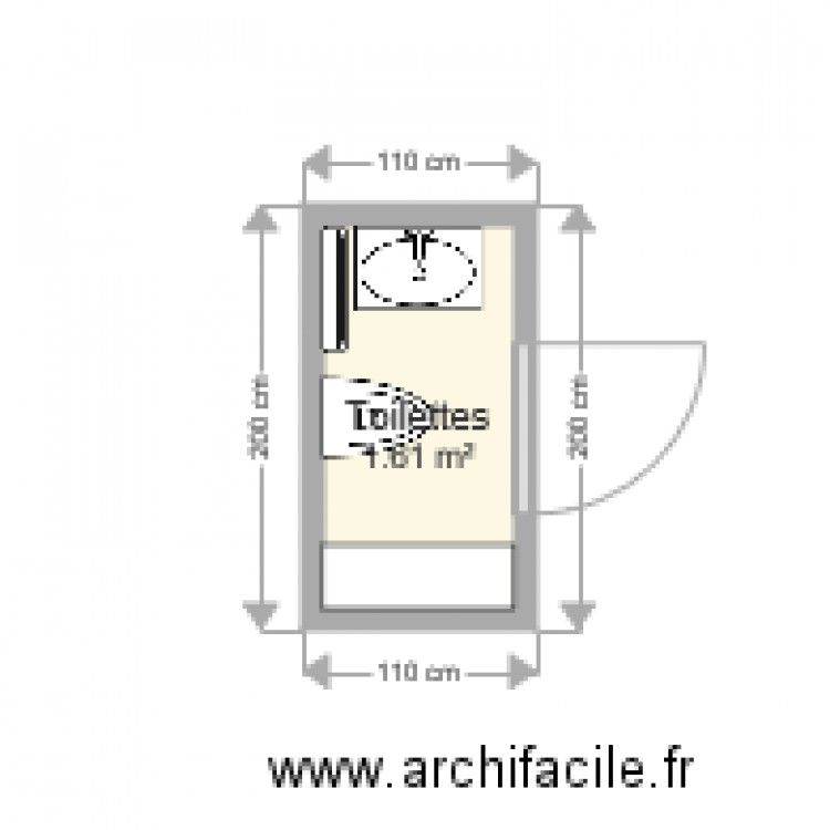 Toilettes. Plan de 0 pièce et 0 m2