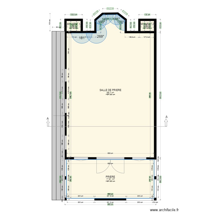 REHABILITATION M0SQUEE A SAFO 2A. Plan de 4 pièces et 79 m2