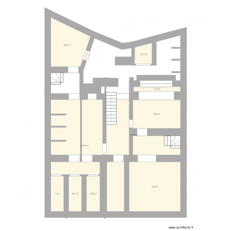 cave Dejaer 13/15. Plan de 10 pièces et 89 m2