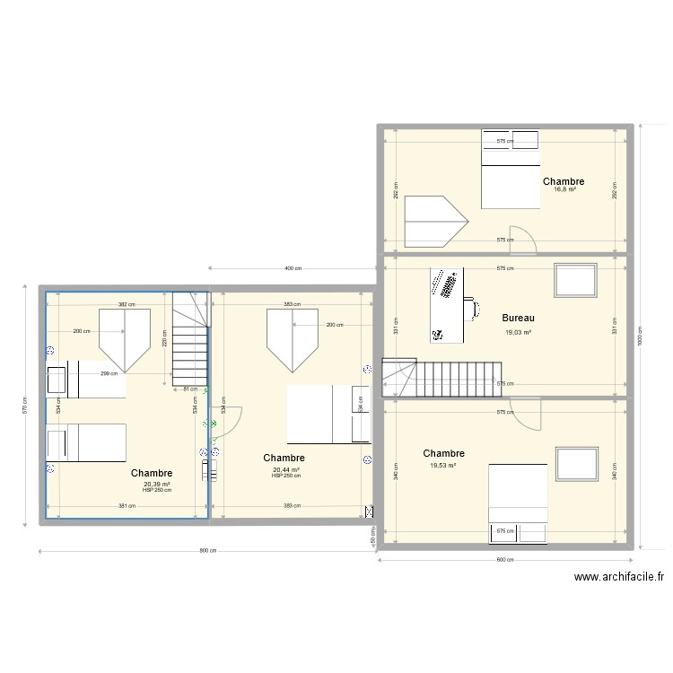 Port Blanc Etage. Plan de 5 pièces et 96 m2