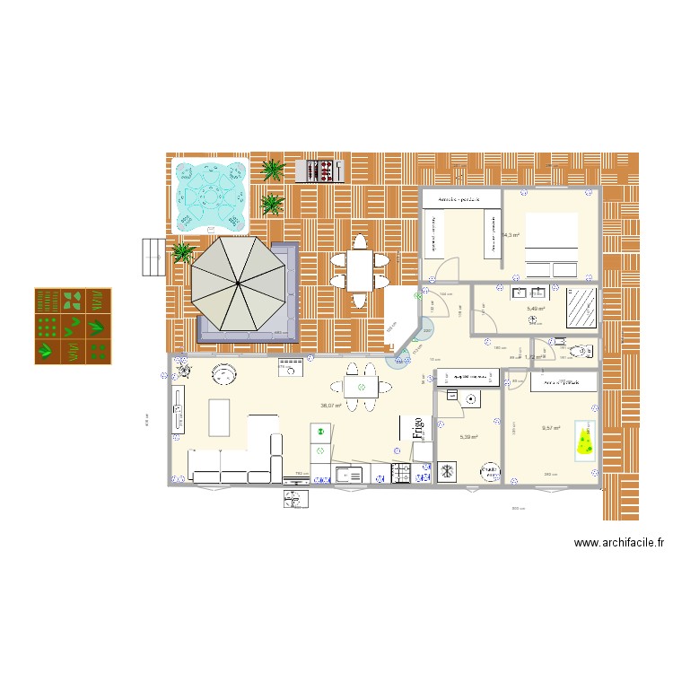 Maisonette . Plan de 6 pièces et 73 m2