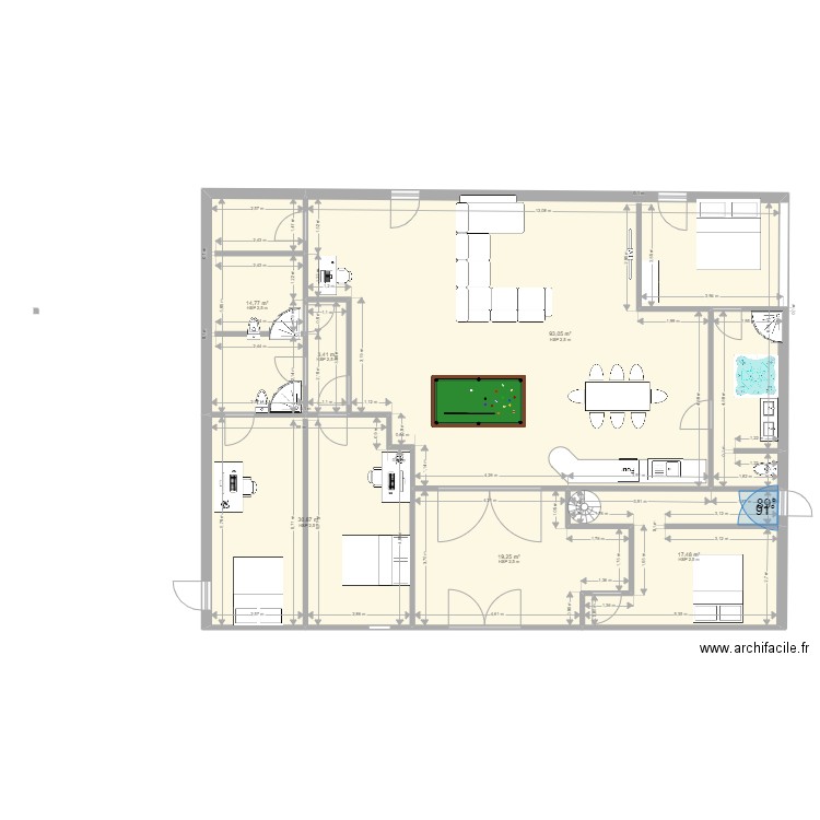 MAISON HAMO. Plan de 6 pièces et 179 m2