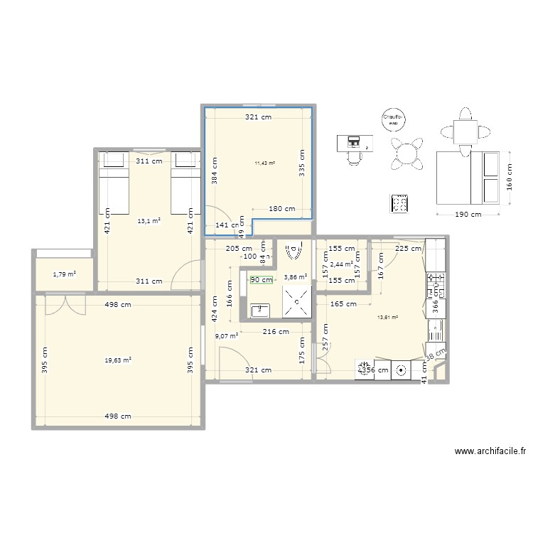 azarif_2. Plan de 10 pièces et 76 m2