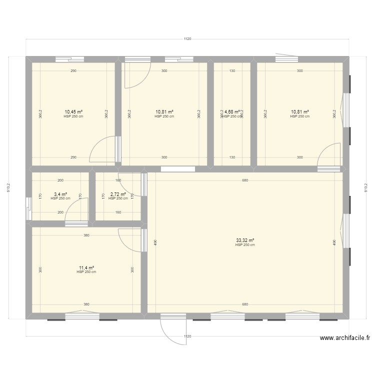 g11. Plan de 8 pièces et 88 m2