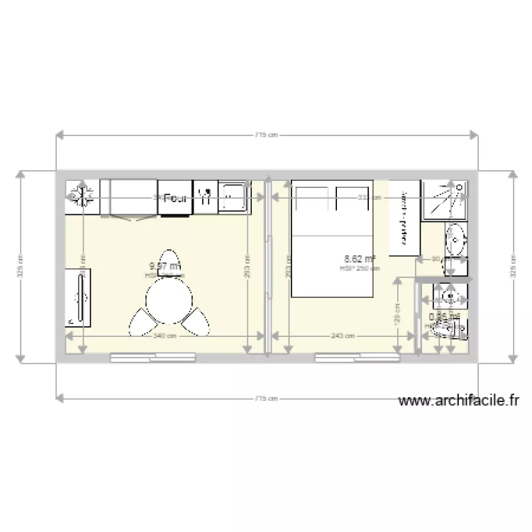 studio 20m2. Plan de 