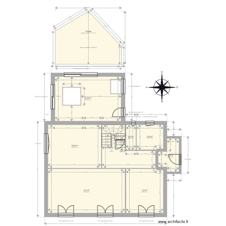 SCUILLER. Plan de 20 pièces et 185 m2