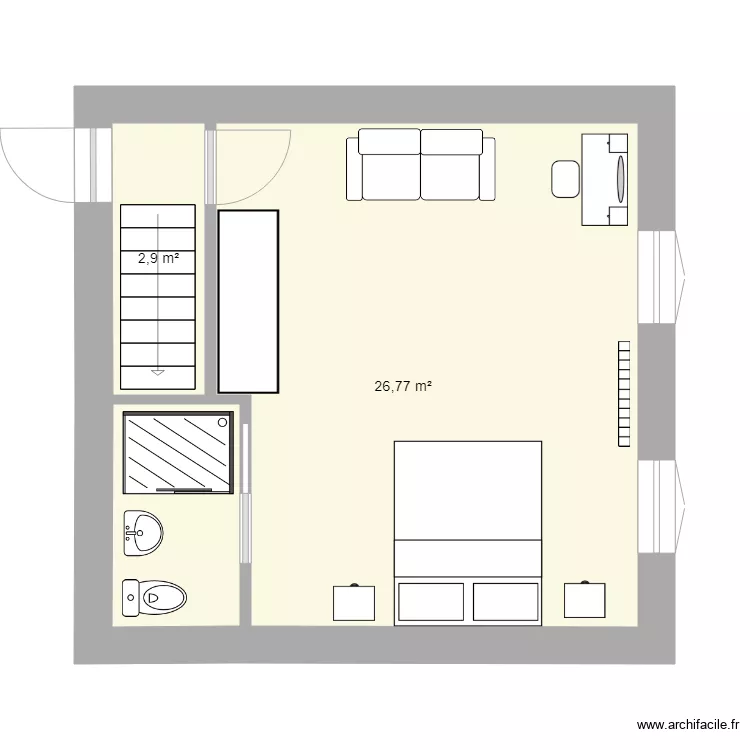 Chambre parentale jardin version 2. Plan de 
