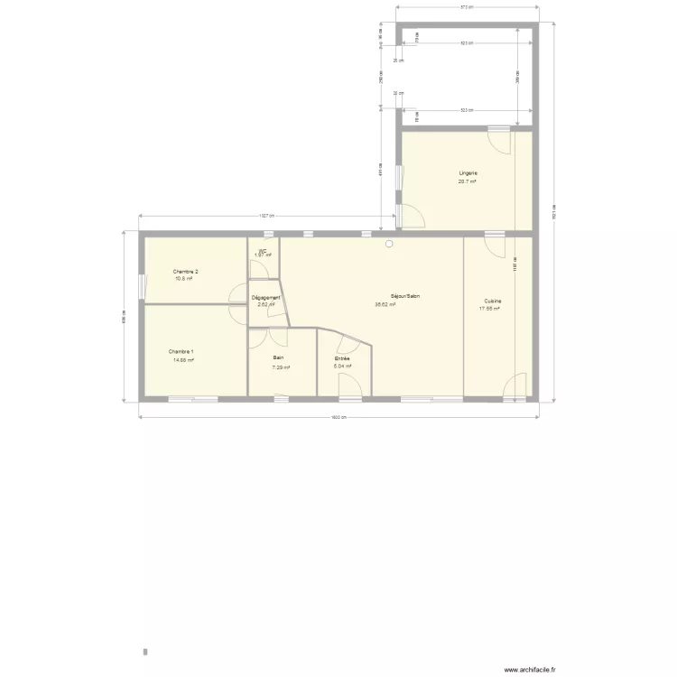 plan int&eacute;rieur avec extention. Plan de 