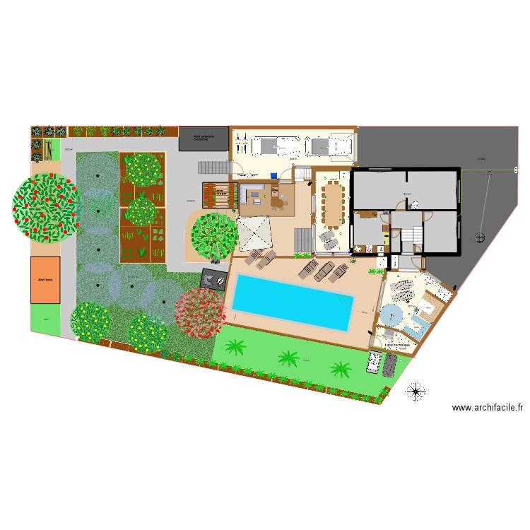 Projet ExtensionV5. Plan de 15 pièces et 464 m2