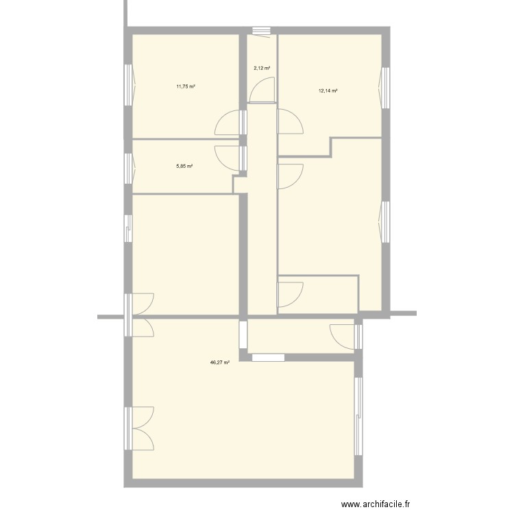 etage 1. Plan de 7 pièces et 85 m2