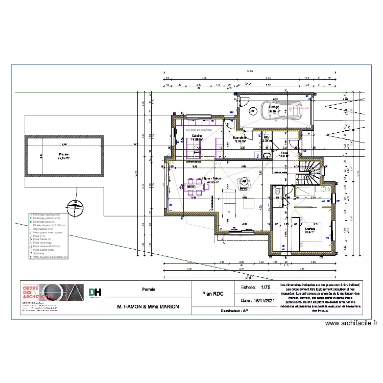 Plan électrique RDC Hamon Marion. Plan de Plan électrique RDC Hamon Marion. Plan de