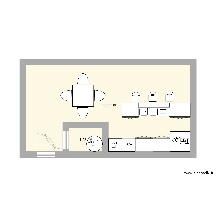 Maison a ma mère. Plan de 2 pièces et 27 m2