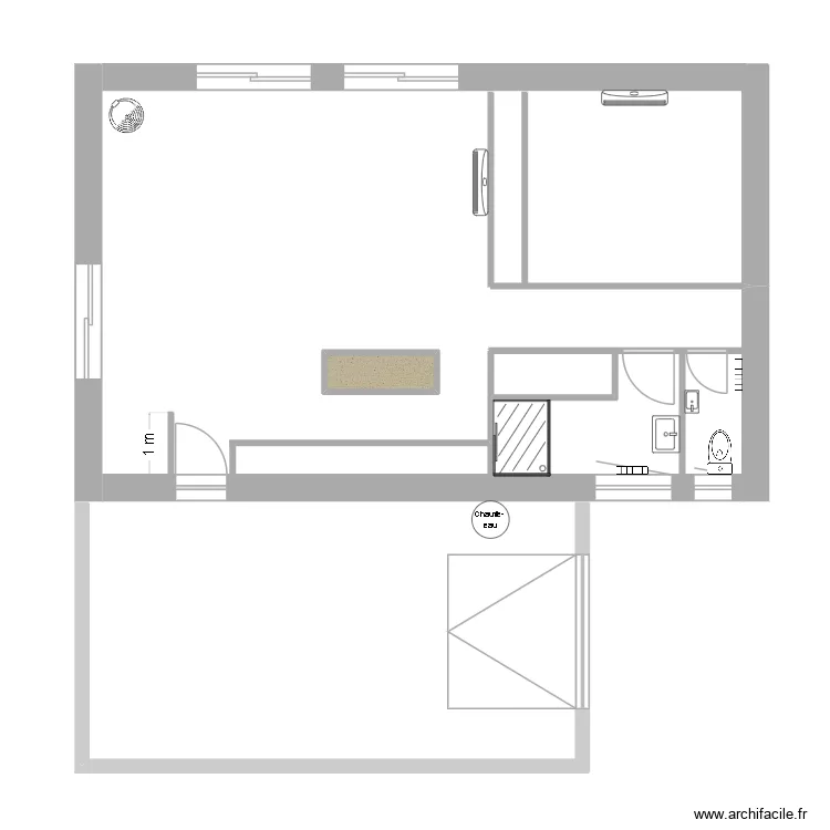maison. Plan de 1 Pièce et 1 m²