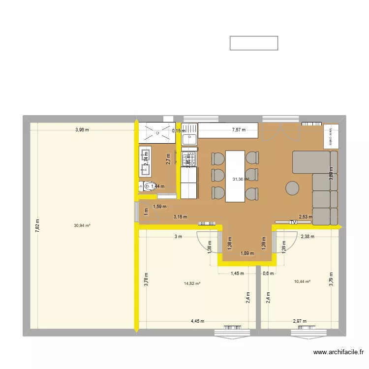 Leila_cotes_rdcV1. Plan de 4 Pièces et 88 m² Leila_cotes_rdcV1. Plan de 4 Pièces et 88 m²