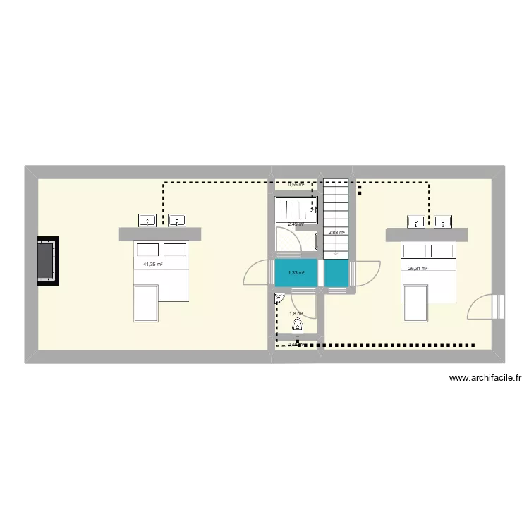 PLAN V2. Plan de 8 pièces et 77 m²