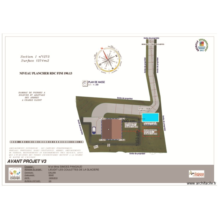 implantation . Plan de 0 pièce et 0 m2