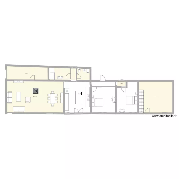 longere 58 salon. Plan de 5 Pièces et 119 m² longere 58 salon. Plan de 5 Pièces et 119 m²