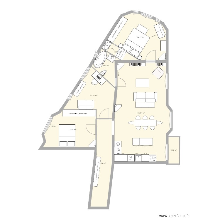 tolbiac 13eme 0311 bis. Plan de 0 pièce et 0 m2