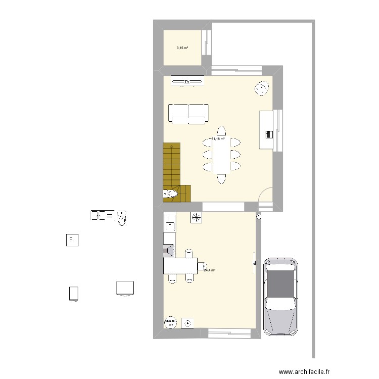 grange st vaize. Plan de 5 pièces et 108 m2