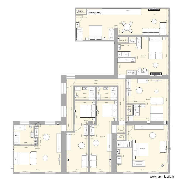 Bellecour 1/4. Plan de 12 pièces et 295 m2