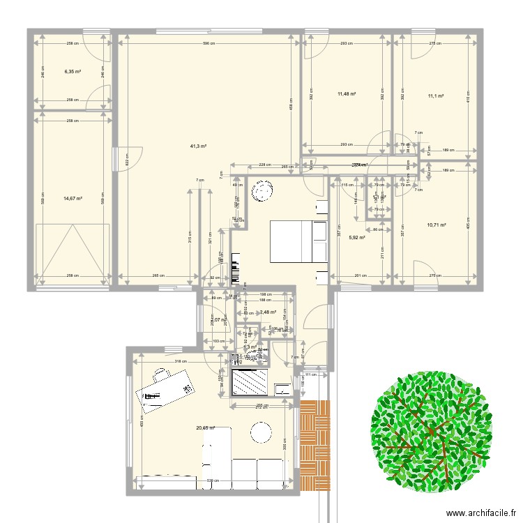 Maison Agr2. Plan de 14 pièces et 176 m2