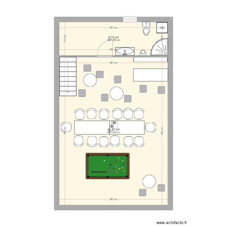 2 étage version 1 . Plan de 2 pièces et 53 m2